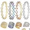 Anneaux de bande 2 en 1 magique anneau rétractable bracelet extensible torsion pliant cristal strass anneaux bracelets pour femme bijoux gif dhudh