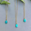 Pendant Necklaces NM36564 Raw Small Teardrop Turquoise Necklace Minimalist Gold Plated Charm Boho