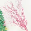 Christmas Decorations 5pc 42cm Tree Decoration Glitter Branches Artificial Flowers for Home Fake Xmas Ornaments Year Party Decor 221123