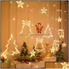 Juldekorationer Juldekorationer 35m LED -lampor Star Deer Bells Tree Garland Fairy Curtain String Light For 2 MylarBagsho DHV45