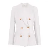 Costumes pour femmes Blazer élégant pour femmes ensembles boutons blanc automne été mode décontracté professionnel fête bureau tenues d'affaires 2022