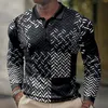 New Autumn Winter POLO Shirt Waffle print long sleeve men's top Luxury Business Lapel Casual Polos Designer Plus Size 3XL Top Dhgate