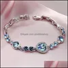 Charm Bracelets Crystal Heart Of Ocean Love Bracelets Wristband Bangle Cuff For Women Fashion Jewelry Gift 162295 Drop Delivery Dhr18