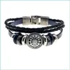 Другие браслеты Новый браслет винтажный панк -стиль мужчина Mtilayer черный коричневый кожаный браслеты манжеты плетения брода подарок подарки Deli dhgarden dhytw