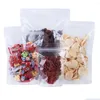 Emballage cadeau Emballage cadeau 100 pièces en plastique transparent Stand Up Bag avec coin rond Auto Grip Seal Food Snack Pouches Tear Notch Res Mylarbagsho Dhvai