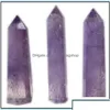 Konst och hantverk Arts and Crafts Gifts Home Garden Single Tip Crystal Column Natural Purple Crystals Stone Polish Party Dekorera bard DHFE9