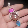 Pendanthalsband GemstoneFactory Jewelry Big Promotion 925 Silver Glowing Facetters Multi Color Topaz Women Dams Gifts Necklace 0629