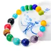Beaded 7 Chakra Bracelet Cat Eye Round Bead Stone 8Mm Crystal Healing Aura Ladies Jewelry Drop Delivery Bracelets Dhu6B