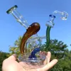 Coole Glas-Dab-Rig-Bong-Wasserpfeife, 7 Zoll hohe, dicke Glaswasserpfeife mit doppeltem Duschkopf und Quarz-Knallern