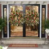 Decorative Flowers Front Porch Wreath Seasonal Welcome Sign Door Decoration Round Wood Wreaths Wall Outdoor Farmhouse For Harvest