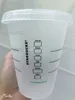 Starbucks 16oz Tumblers canecas de pl￡stico bebendo suco com l￡bio e palha de caneca de caf￩ m￡gica custa transparente x￭cara gr￡tis 50dhl 4th3