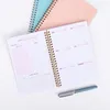 Manual de notebook semanal do planejador kawaii fofo rosa diário de notas de notas de estudante de cronogramas diários roxos material escolar