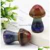 Loose Gemstones 35Mm Tiger Eye Gemstone Scpture Decor Carving Mushroom Polished Cute Stones For Home Garden Lawn Yard Decoration Dro Dhdkb