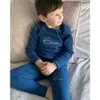 Pyjama personnalisé enfant en bas âge enfants côtelé tricot solide coton hiver salon garçon fille décontracté pyjamas enfants vêtements de nuit chauds 221124