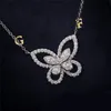 925 Silver designer smycken fjäril hänge halsband diamant senior kvinnor tröja kedja