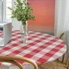 قطعة قماش طاولة 60/70/80 سم مستديرة في الهواء الطلق مقاوم للماء قابلة للغسل باللون الأحمر والأبيض مع حافة مرنة