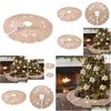 Dekoracje świąteczne dekoracje świąteczne vintage brązowe lniane drzewo spódnica świąteczna ozdoba domowa dekoracja