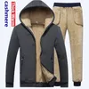 Men's Tracksuits Mens Lamb Cashmere Sets Rastrear Men Winter Wool Capuz Sorto com capuz grosso Sportswear Machone Macho Duas pe￧as Conjunto casual 221124