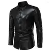 Chemises décontractées pour hommes Automne Gold Rhombus Robe noire Hommes à manches longues Balances Bouton d'impression Disco Party Male NightClub Chemise de bal