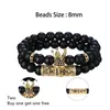 Kralen 2 pak armbanden mat zwart agaat 8mm kroon mannen en vrouwen mode persoonlijkheidsliefhebbers vriendschap armband drop levering juwelen dhnbf