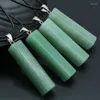 Pendant Necklaces 1PC Natural Quartz Long Rectangle Stick Point Suspension Green Aventurine Crystal Pendulums Healing Jewelry