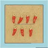 Charms 10Pcs Red Small Pepper Food Earring Charms Cute Mini Crafts Jewelry Accessory Enamel Pendant For Bracelet Key Chains Necklace Dhoqs