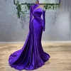 Eleganckie fioletowe sukienki wieczorowe w size plus size sukienki na bal maturalne aksamitne kryształy z koralikami marszki plisowe jedno ramię satynowe specjalne okazję zużycie sukienki