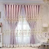 Tenda europea rosa tende ricamate in rilievo di fascia alta tende a doppio strato per soggiorno camera da letto villa finestra matrimonio decorazioni per la casa4