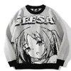 Camisolas masculinas oversized homens mulheres japonesas anime menina pullovers o-pescoço outono streetwear moda algodão camisola de malha 221124