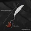 Pendant Necklaces 6pcs Natural Moon Crystal Feather Charms Bookmark Clear Quartz Gemstone Creative Page Holder Stationery Decor Gift