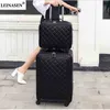 Yeni Moda İnç Kadınlar Deri Deri Retro Tramvay Çantası Seyahat Bavul PU El Bagaj Seti J220707