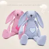 Kawaii Stripe Long Ear Rabbit Filled Toy With Bell Baby Resting Soft Cute Doll For Sleep ldren Gift Dropshipping Available J220729