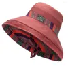 Wide Brim Hats Women Summer UV Protection Drawstring Double Side Foldable Cap Fishing Outdoor Sun Hat