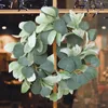 Decorative Flowers Green Eucalyptus Leaves Garland Wisteria Artificial Rattan Fake Plant Silk Leaf Wreath For Front Door Wall Patio Decor