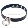 Chokers dubbel o ring choker halsband justerbara pu halsband krage kvinnor mode smycken droppleverans h￤ngen dhxbi