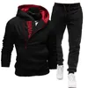 Mens Tracksuits Casual Hoodies 2 Pieces Suit Sweatshirts Zipper Pocket Sports Outfit Letter Printed Comfortable Tracksuit Soft Slim Set 221124