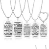 Pendant Necklaces To My Son Daughter Love Mom Dad Necklaces Keychain Stainless Steel Dog Tag Letter Pendant Beaded Chains For Women Dhjm3