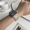 Smart Bandjes Titanium Starlight Link Armband Roestvrijstalen Horlogeband 3 Bead Bandjes Band Vlindersluiting voor Apple Watch Series 3 4 5 6 7 8 SE Ultra 41 45 49mm