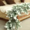 Decorative Flowers Christmas Artificial Snow Frost Pine Needles Garland Decorations Fir Green Leaves Plants Wreath Vine For Stairs Home