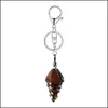 Porte-clés Pendentif en forme de cône de cristal de guérison pour sacs enveloppés de fil de pierre précieuse pointue, véritable quartz Reiki naturel St Dhgarden Dhlfk