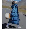 Женская пуховая утолщенная хлопковая куртка женская свободная длинная длина до колен 2022 зимнее пальто хлебная одежда тренд