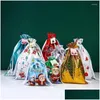 Storage Bags Storage Bags 5Pcs Christmas Gift Bag Packaging Candy Dstring Pocket Holiday Decoration Drop Delivery Home Garden Housek Dhdsf