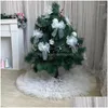 Christmas Decorations Christmas Decorations 78/90/122Cm Tree Skirt White Mesh Carpet Snowflake Colorf Pompon Mat For Home Xmas Year Dh0Il