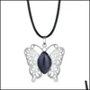 Подвесные ожерелья Qimoshi Butterfly Coolclace Мужчины и женщины натуральный камень из нержавеющей стали моды 12 кусочков dhgarden dhxkj