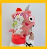 Enfants tricoté chapeau tridimensionnel dessin animé dinosaure licorne casquettes bonnets chaud cou enfants chapeaux fit 2-6Y