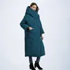 Women Down Parkas Kjmyyx Zimowe Oversizes Cooded Coats Fashion Solidne ciepłe pojedyncze kurtki z długim rękawem stroje 221124
