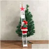 Juldekorationer Juldekorationer Santa Claus Climbing Ladder Electric Singing Up and Down Ornament f￶r Tree Doll Toy CHR DHL6M