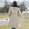 Women Blends GASMAN women s coat spring waist long fashion brand jacket Hooded zipper high collar trench for women GW 8279 221124