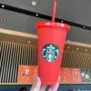 マーメイドスターバックス24ozカラーチェンジタンブラープラスチック透明な飲酒ジュースカップと唇とストローマジックコーヒーマグコスコムカラーBS83