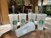 50PCS tarbucks 24oz/710ml Plastic Tumbler Reusable Clear Drinking Flat Bottom Cup Pillar Shape Lid Straw Mug Bardian 1 78YE